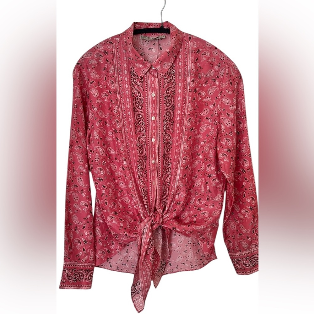 GoSilk Pink Silk Paisley Blouse – Washable, Oversized, Luxe